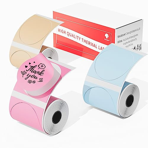 Phomemo M110 M120 M200 M220 M221 Etikettenhersteller, rundes Kreis-Etikett – Thermodrucker-Etiketten für Preis, Name, Adresse, Logo, Barcode, 50 mm x 50 mm, 3 Rollen
