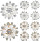 EXCEART Rhinestone Buttons Embellishments, 20 Pcs Flatback Pearl Crystal Rhinestone Flower Button Round Faux Pearl Buttons for Jewelry Making Hair Accessory