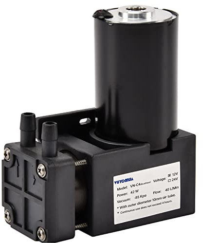 VUYOMUA 12/24 V 10 W -80 KPa 15 l/min mini DC bomba de aire sin aceite bomba de vacío de diafragma silencioso bomba de vacío eléctrica (VN-C4-12 V/-sin escobillas)