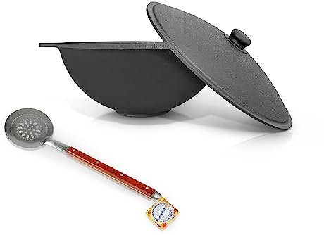 Gusseisen Kazan 3,5L mit Aluminiumdeckel Учаг Feuerofen Plov Usbekisch