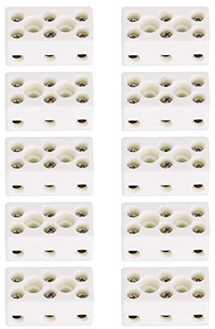 TICFOX 10Pezzi 3 Vie 24A Morsettiera in Ceramica, Connettore Filo Morsettiera in Porcellana Resistente alle Alte Temperature per Cablaggio Elettrico,Cavo di Collegamento