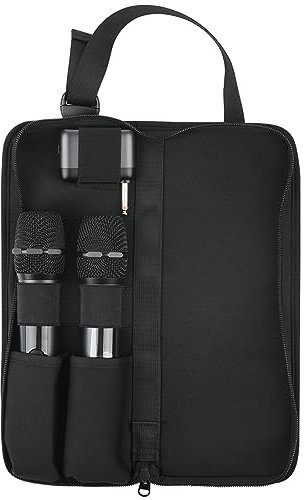 TXEsign Dual Wireless Microphone Case Portable Storage Bag, Travel Carrying Case Protective Cover Handle Bag Organizer for JBL Wireless Microphone and Most Wireless Handheld Dual Microphones System