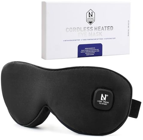 Aroma Season Heated Eye Mask, Moist Heat Eye Compress with Cordless Design, for Blepharitis and Dry Eyes Treatment (Black)