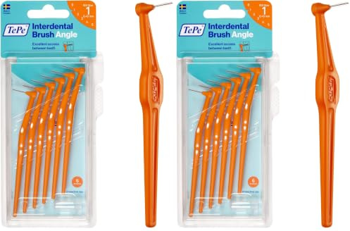 TePe Angle Interdentalbürsten, 6 Stück Einstellen, 2 Packungen mit je 12 Stück, Orange, Wiederverwendbar