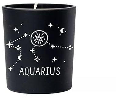 Original Soy Wax Zodiac Duftkerze Tierkreiszeichen: Wassermann - aus 100% veganem Sojawachs - Aromatherapie Schwarze Kerzen - Sternzeichen Duftkerzen im Glas - Duft: Bamboo