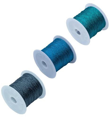 3 Rollen Makramee Garn 1mm, Schnur für Armbänder, Geschenkband Gold für DIY Handwerk Armbänder Schmuckherstellung Halsketten Handwerk (Blau,Himmelblau, Dunkelblau)