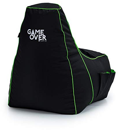 Game Over 8Bit Sitzsack Kinder Mini Videospiel Bean Bag | Indoor Wasserbeständig | Seitentaschen für Controller | Headset-Halter | Ergonomisches Design (Magischer Smaragd)