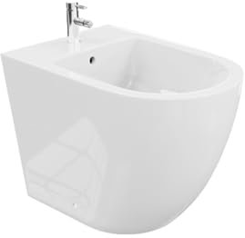 LAVITA Universal Stehbidet Sofi mit Hahnloch und Überlaufschutz aus Keramik Sitzwaschbecken zur Montage an der Fußboden Hygienisch und Pflegeleicht 37x56,5x41 cm