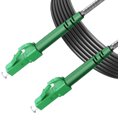 Elfcam® - 200m Câble à Fibre Optique en Acier Blindé, Convient aux Installations Extérieur et Intérieur, LC/APC à LC/APC Simplex Monomode Noir 3,0mm (200M)