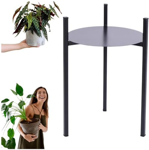 Anwicar Blumenständer Metall Schwarz Höhe 44 cm - Pflanzenständer - Modern Deko Wohnzimmer - Salon Blumenhocker - Blumentreppe - Blumenregal Indoor - 44x30x30 cm