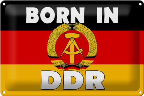 Schild Blech 30x20 cm - Made in Germany - Born in DDR Fahne Metall Deko Schild
