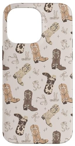 iPhone 14 Pro Max Brown Cowboy Boots & Bows, Coquette Cowgirl Case
