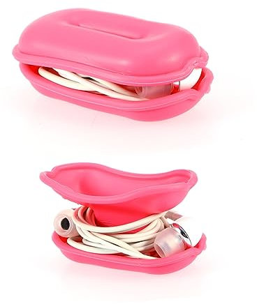 KONTONTY Phone Cable Strap Headphone Cord Organizer Reusable Cable Snap Storage Box Earphone Winder Cord Keeper Holder Straps Portable Storage Bags Random Colour