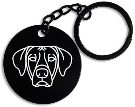ENTROPIJA Rhodesian Ridgeback Dog Cute Face Runder Schlüsselanhänger & Schlüsselbund Pin Anhänger Schwarz Stah