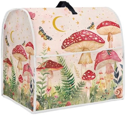chaqlin Mushroom Butterfly Stand Mixer Cover for Kitchen Food Mixer Cover Kitchen Blender Cover Stain Resistant Washable Protective Cover Kitchen Mixer Cover with Pocket for Stand Mixer,Size L