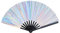 Silver Holographic Rave Hand Fan Glitter Large Folding Clack Handheld Fan PVC Laser Festival Fan Chinese Hand Fans for Wedding Birthday Dancing Music Night Club Rave Festival Cosplay Party (Silver)
