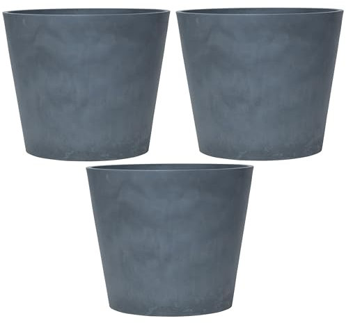 Garden Gear Large Dark Grey Stone Effect Planters Lightweight 1.3kg and Durable Flower Pots Indoor Outdoor Gardens 30.5cm Diameter x 25.5cm Height (3)
