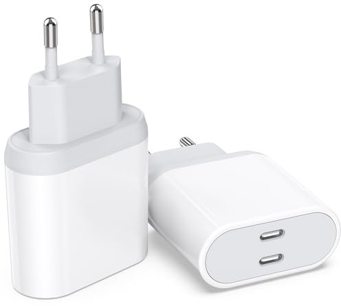 Wallgong Chargeur USB C, 2-Pack 25W Prise for iPhone 16/16 Pro/16 Pro Max/16 Plus/15/14/13/12/11/SE 2020/X/XS/XR, USBC Alimentation Rapide Adaptateur Secteur Charge Type C