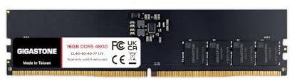 【DDR5 RAM】GIGASTONE 16GB DDR5 4800MHz PC5-38400 CL 40-40-40-77 1.1V UDIMM 288pin Unbuffered Non ECC Ideale PC Desktop alta prestazione Memoria Upgrade
