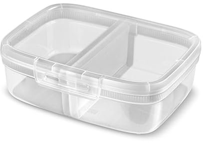 Curver Food Storage Container with Click Lock 1.8 L Snap Box Lunch Box with Divider Plastic Square Microwave Dishwasher Fridge Stackable