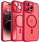 CANSHN 2024 Neu für iPhone 14 Pro Hülle mit Kameraschutz für Magsafe (TOP Militärschutz & Magnetkraft) Extrem Haltbarkeit Hülle iPhone 14 Pro Case Stoßfest, Rot
