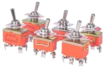 1pc 15A 250V SPST 2 4 6 Terminal ON OFF Toggle Switch Self-locking cap(E-TEN1021,5pcs)
