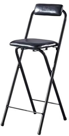 Tragbarer schwarzer Klapphocker mit gepolstertem Sitz für Bar, Büro und Gitarren-Schreibtisch, 60 cm, faltbarer hoher Stuhl