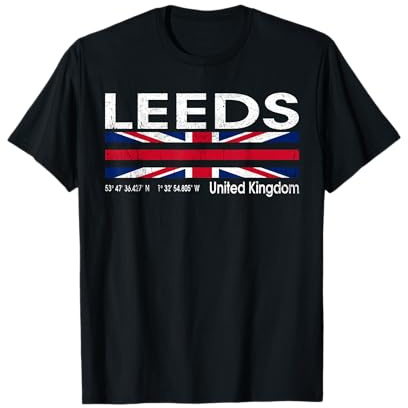 Leeds Koordinaten UK Flagge T-Shirt