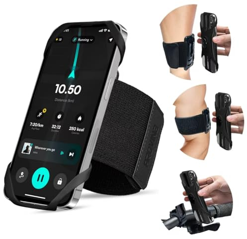 Arovina Running Armband, 3 in 1 Adjustable Running Phone Holder | Sports Armband for iPhone 4.5-7 - 360° Rotatable & Detachable Bicycle Phone Holder - Secure Fit for Gym, Running, Hiking