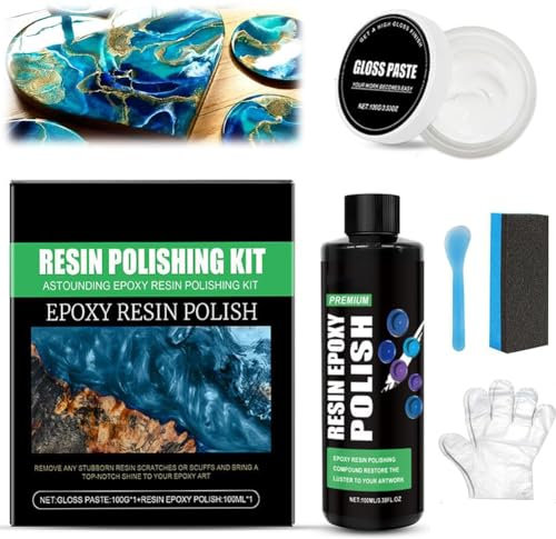 Epoxidharz-Polierset, Epoxidharz-Polierpaste für Tischarbeitsplatte, speziell formuliert für Hochglanz-Oberflächen zum Kratzen, Schleifen und Oberflächen
