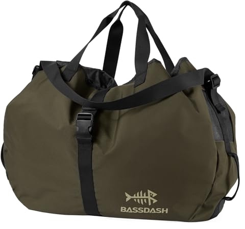 BASSDASH Wathose FP08, faltbar, mit Wickelunterlage, Schultergurt, Griffen, Netzstiefel, Aufbewahrung für Angeln, Reisen, Jagd, Wandern, 70 cm L x 15 cm B x 45 cm H