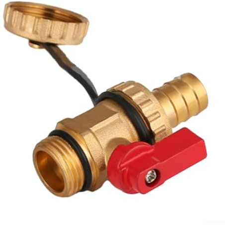 Safety Equipped Brass Drain Valve for Boiler Systems, Max Operating Pressure 16 Bar (Red)
