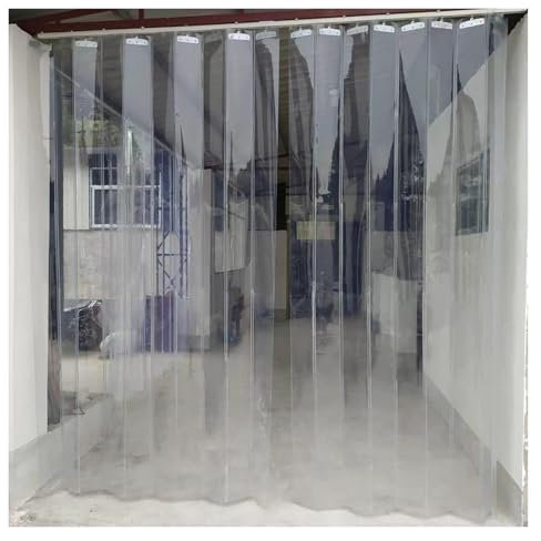 PVC Door Curtain Clear PVC Strip Curtain - Foldable Sliding Door Screen - Vinyl Privacy Curtain for Storage Room & Hallway - Heavy Duty Plastic Strips (2.15x2.2m)