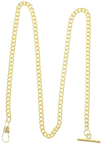 TOGEVAL Taschenuhr Hängekette aus Edelstahl, Goldfarben, 1 Stück | Kleiderkette für Selbstgemacht, Dekorativ für Kleidung und Taschenuhr, Kreative Schließenkette