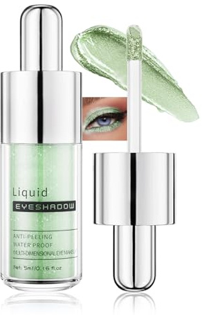 Jutqut Grün Glitzer Lidschatten, Wasserfeste Glitter Liquid Eyeshadow,#08