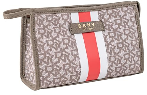 DKNY - Kulturbeutel Reise Damen Herren Wasserdicht Groß Hängend mit Fächern Waschtasche Organisator für Kosmetik und Hygieneartikel, Coral Rot