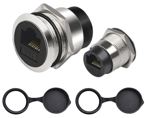 Obotsnoi RJ45 Cat6 Panel Mount Connector Threaded Fixing Mount Extension Adapter Female To Through Module Gigabit Ethernet To