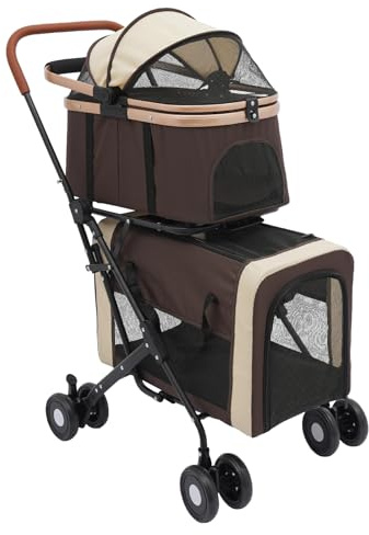 Zweistöckiger Hunde- und Katzenkinderwagen, Faltbarer Kinderwagen Hundebuggy Kleine Hunde, für kleine und mittelgroße Hunde 46 * 58 * 97 cm