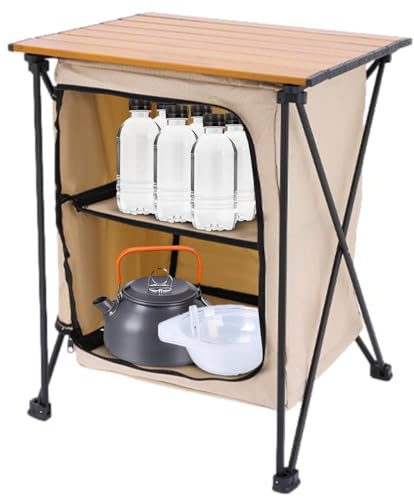 Armoires de rangement de camping – Station de cuisson pliable, organisateur de rangement, table de barbecue portable | Tables de barbecue d'extérieur pour camping, pique-nique, pêche, voyage