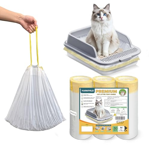 YuanPals 30pcs Cat Litter Tray Liners with Drawstrings-79x45CM