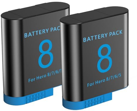 TQTHL Confezione da 2 batterie Hero 8 compatibili con GoPro Hero 8/7/6/5/2018 Black