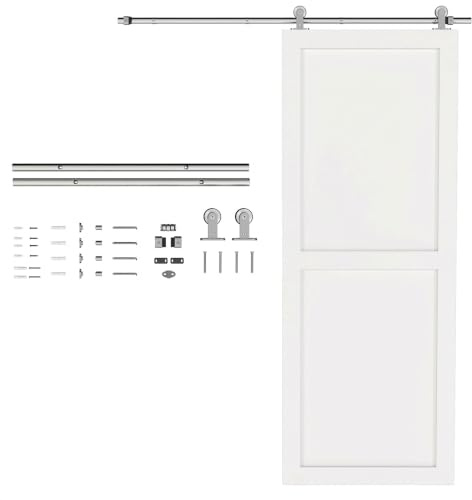 HOMCOM 152cm Quincaillerie Porte Coulissante de Grange Robuste Argenté