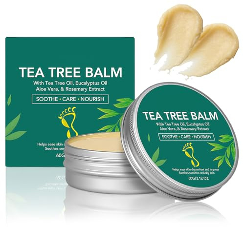 Soothing Tea Tree Oil Cream, Tea Tree Oil Balm to Help Relieve Discomfort on Hands, Feet, Soothe Nourish Skin for All Ages (60g)
