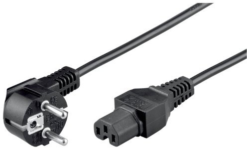 Wentronic - Stromkabel, Schuko-Stecker (abgewinkelt) auf IEC 320-C15, 2 m, schwarz