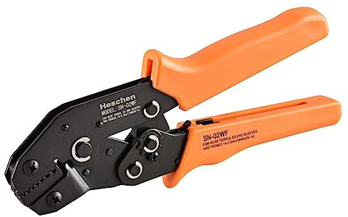 Heschen Mini Ratschen-Crimpzange, SN-02WF, Kabelendklemmen Crimpwerkzeuge, Verwendung für 0,14-2,5 mm² (26-13 AWG), Orange