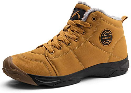 Axcone Stivali Uomo Donna Invernali Impermeabili Trekking Outdoor Caldo Cotone Scarpe Piatto Caviglia Stivaletti Neve - Marrone 42EU