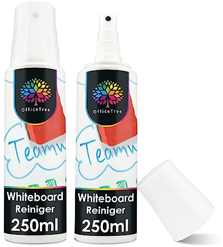 OfficeTree 2 x Whiteboard Reiniger Spray 250 ml - Whiteboard Cleaner Spray zur Reinigung von Whiteboard Magnettafel Flipchart