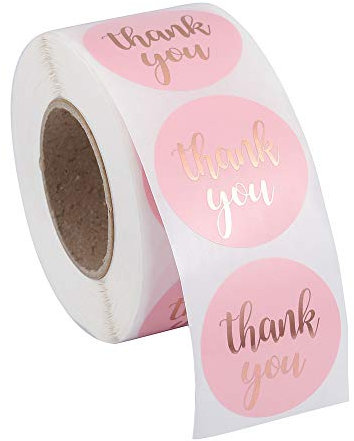 Mogokoyo 500 Stück Thank You Sticker, Rund Etiketten Thank You Handschrift Rosegold Folie Danke Aufkleber Selbstklebend für DIY Briefumschlag/Backen/Geschenktüten/Handarbeit (Thank you #2)