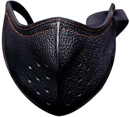 riou Herren Motorrad Halstuch Winter Warm Atmungsaktiv Leder Waschbar Mund und Nasenschutz (Schwarz)