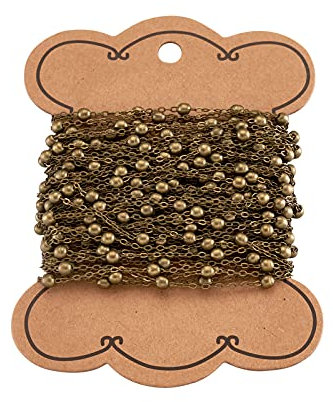 Beadthoven 10 m Satellitenketten, Messing-Kreuz-Kabelketten mit Rondelle-Perlen, zierliches Kugel-Armband für Schmuckketten, Halsketten (Antik-Bronze)